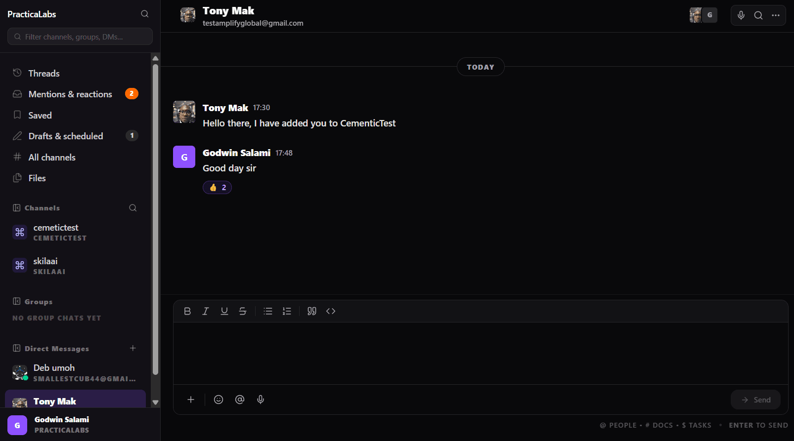 Chat in Taskologic